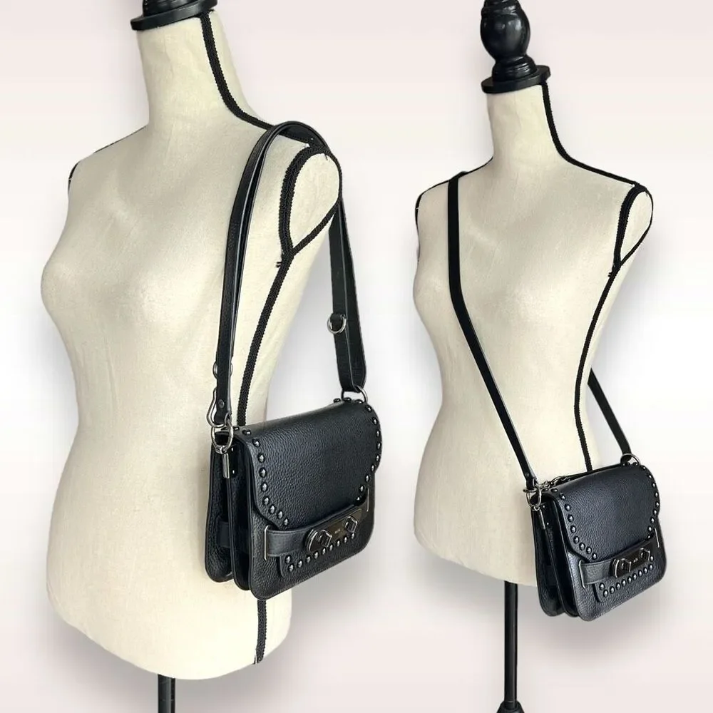 🖤🩶Coach Swagger Saddle / Shoulder Bag Black w/ Rivets & Gunmetal Hardware $400 - Picture 16 of 17